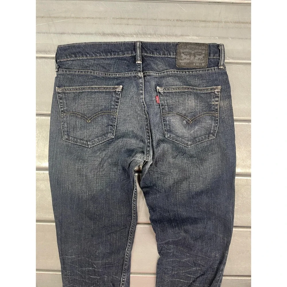 Levis 511 Jeans Mens 33X32 Blue Dark‎ Wash Denim Straight Leg